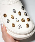 Mini Metal-Look Bubble Letter Shoe Charms