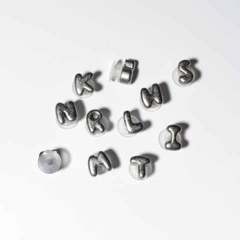 Mini Metal-Look Bubble Letter Shoe Charms