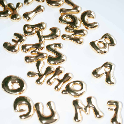 Liquid Chrome Metal Letter Shoe Charms