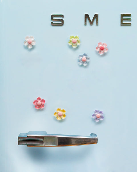 Jelly Pastel Flowers Fridge Magnets Set