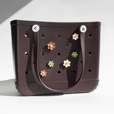 Flower Charms for Bogg Bag in Sage, Brown and Cream