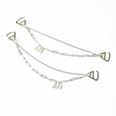 Customisable Letters on Double Strand Shoe Chains in Silver – Bling Font