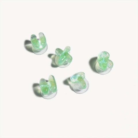 Mini Glitter Jelly Bubble Letter Shoe Charms in Green Jelly Glitter