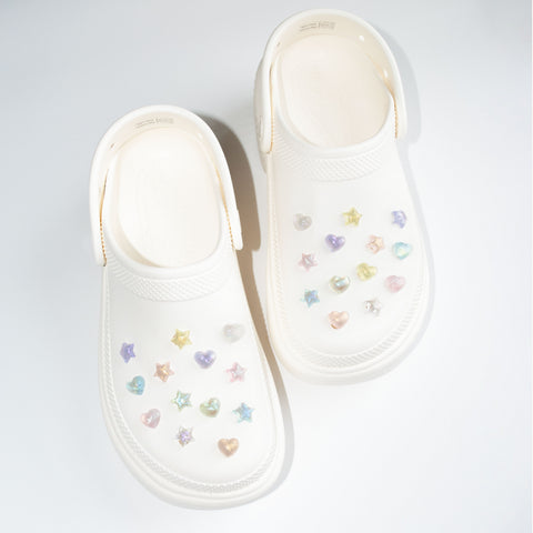 Mini Glitter Heart and Star Shoe Charms in Mixed Colours