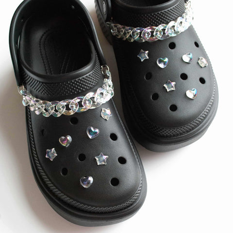Mini Jelly Aurora Holographic Effect Shoe Charms - Stars