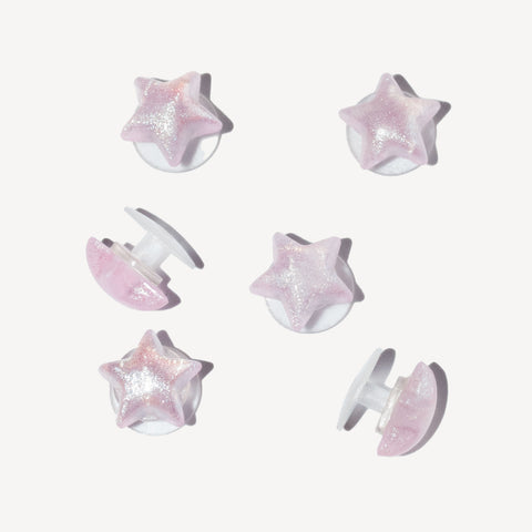 Mini Glitter Star Shoe Charms in Pink