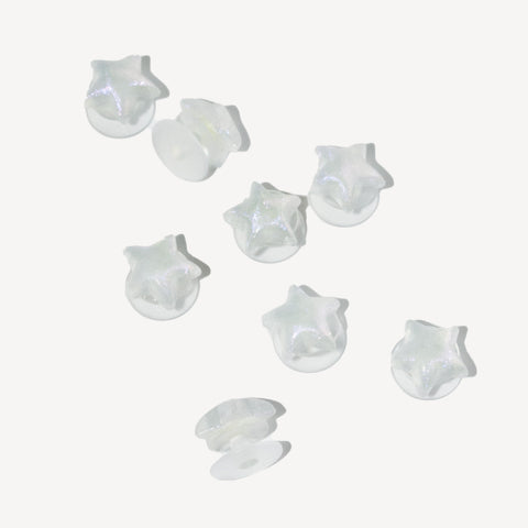 Mini Glitter Star Shoe Charms in White