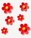 Red Multi Size Flowers Shoe Charms Set