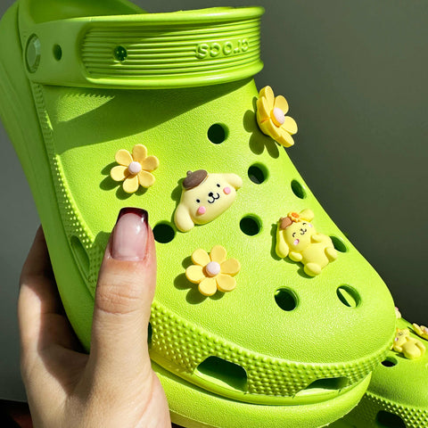 Yellow Multi Size Flowers Shoe Charms Set