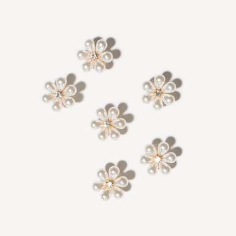 Bling Pearl Flower Shoe Charms - Small Flower