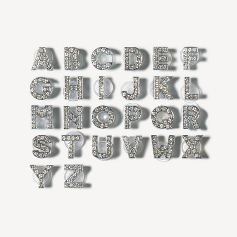 Bling Rhinestone Letter Shoe Charms in Silver or Gold