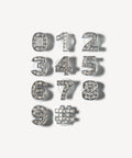 Bling Rhinestone Number Shoe Charms in Silver