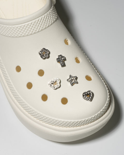 Bow Bling Rhinestone Decorative Shoe Charms in Silver