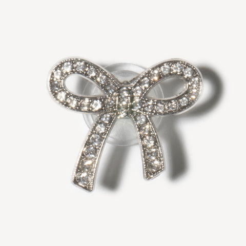 Bow Bling Rhinestone Decorative Shoe Charms in Silver