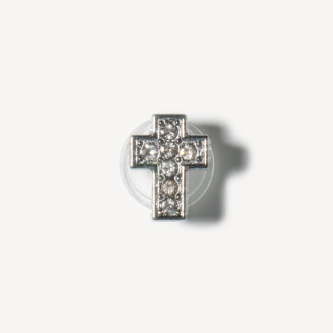Cross Bling Rhinestone Decorative Shoe Charms in Silver
