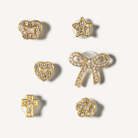 Bow Bling Rhinestone Decorative Shoe Charms in Gold