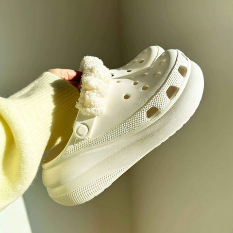 Pair of Teddy Boucle Fabric Strap Covers in Off-White