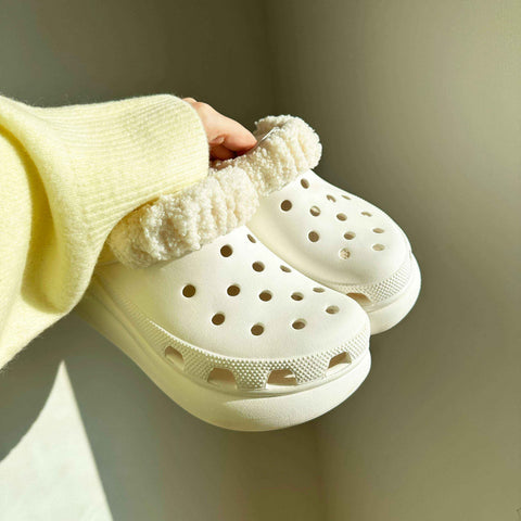 Pair of Teddy Boucle Fabric Strap Covers in Off-White
